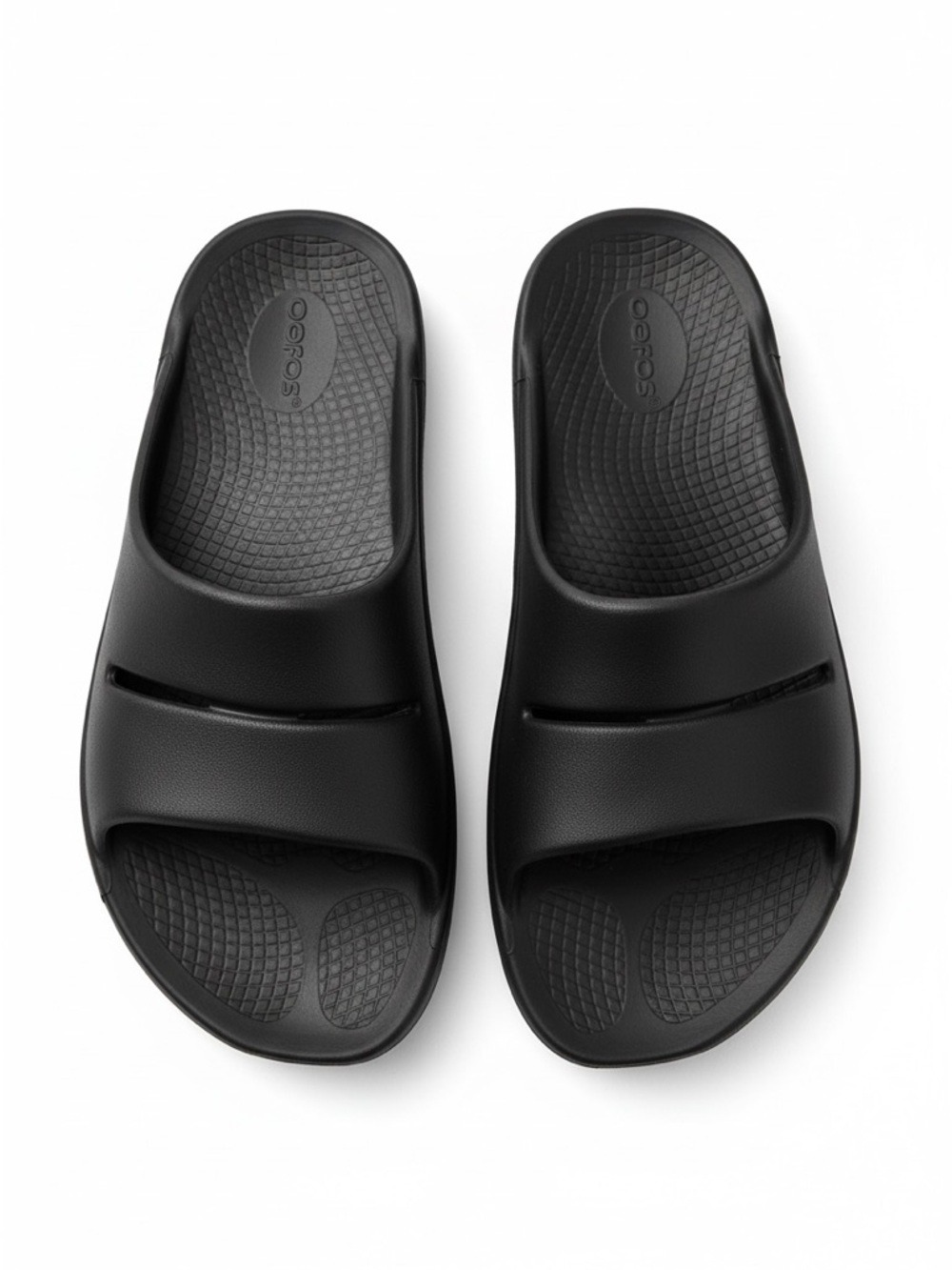 OOFOS OOahh Black Recovery Slide Sandals Size M9 / W11